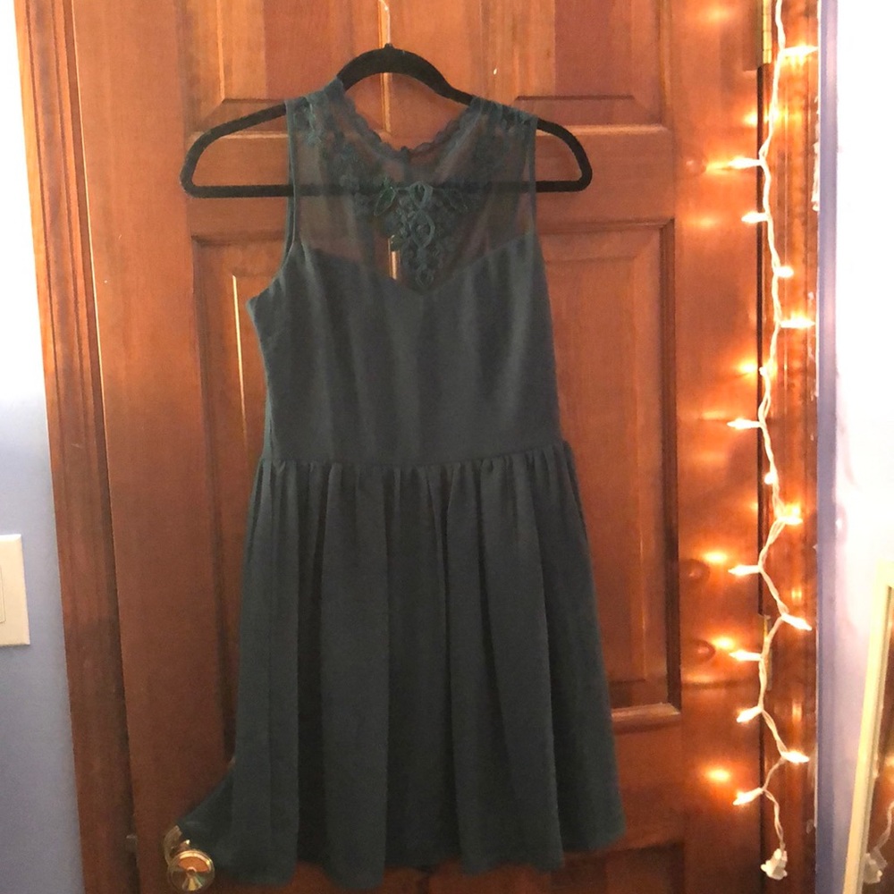 Hunter green mesh beaded dress